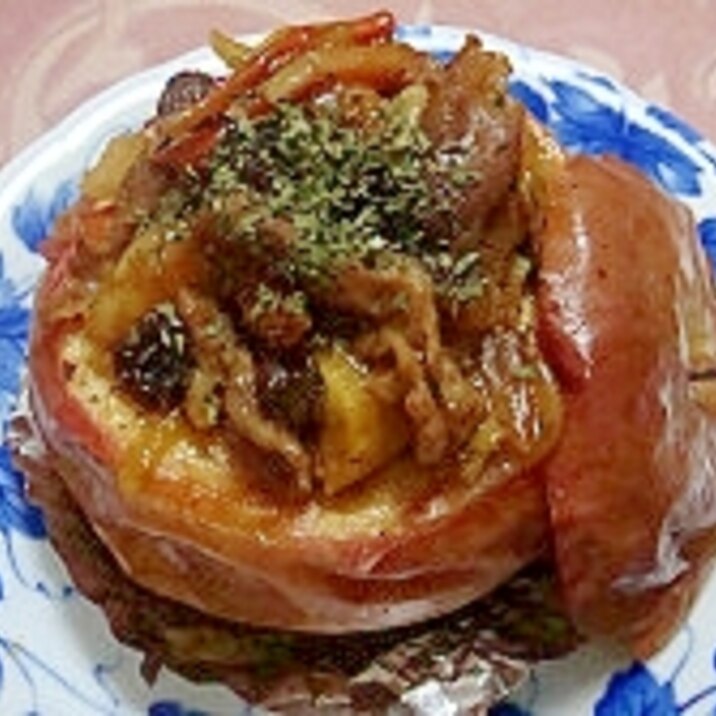 林檎カップの豚カレーオーブン焼き